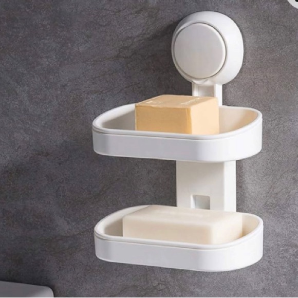 Soap Dish Holder Powerful Suction Cup Wall Mounted for Bathroom Shower - Picture 3 of 10